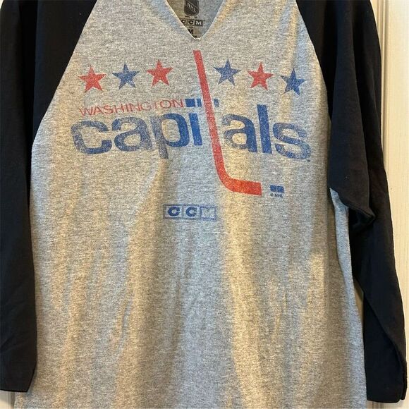 Washington Capitals CCM NHL Gray Raglan Long Sleeve T-Shirt M - Picture 2 of 9